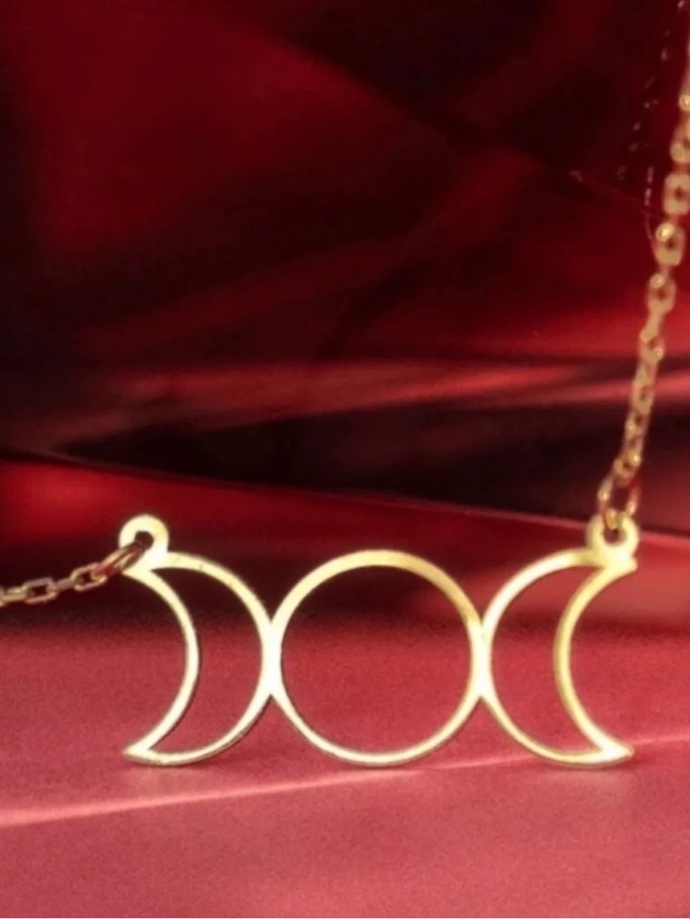 Gold Plated Stainless Steel Moon Crescent Pendant Necklace